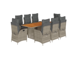 Maison Exclusive - Juego de comedor de jardín de 9 piezas con cojines de mimbre y patas grises