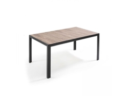 Mesa de jardín de aluminio y cerámica con efecto madera (166 x 100 x 74,5 cm)