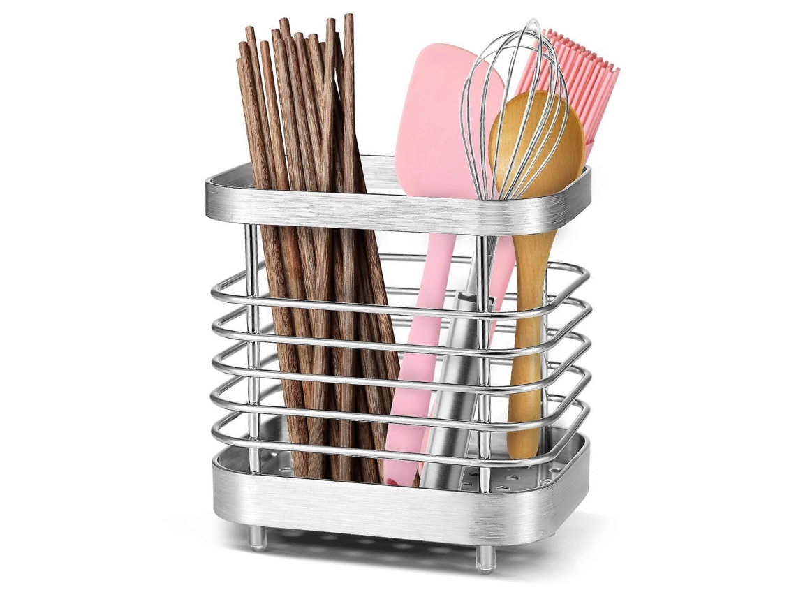Estante De Almacenamiento Para Cubiertos De Acero Inoxidable, Organizador Antirroto Para Lavaplatos, Portavasos Multifuncional - 2 Piezas