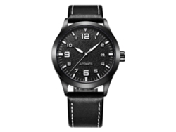 Reloj De Pulsera Automático De Piel Auténtica Para Hombre Ochstin Con Calendario, Color Negro.