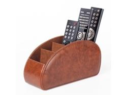 Organizador de control remoto de TV de cuero sintético con 5 compartimentos