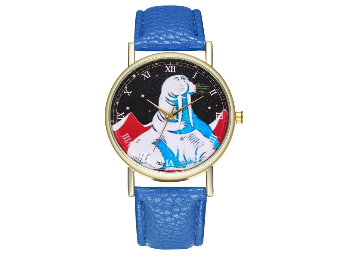 Reloj De Pulsera Unisex De Cuarzo Con Correa De Piel Sintética, Estilo Sencillo, Azul Marino.