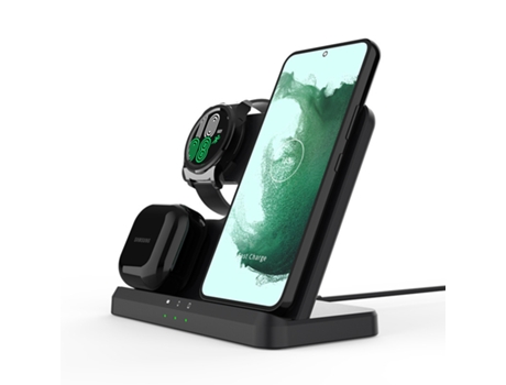 Cargador inalámbrico, estación de carga inalámbrica rápida 3 en 1, para iPhone/Galaxy/auriculares, negro