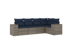 Maison Exclusive - Conjunto De Sofá De Jardín De 5 Piezas Con Cojines, Poliratán Gris