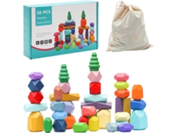 Piedras De Madera Para Apilar Y Clasificar, Bloques Sensoriales Niñas Educativas Niños