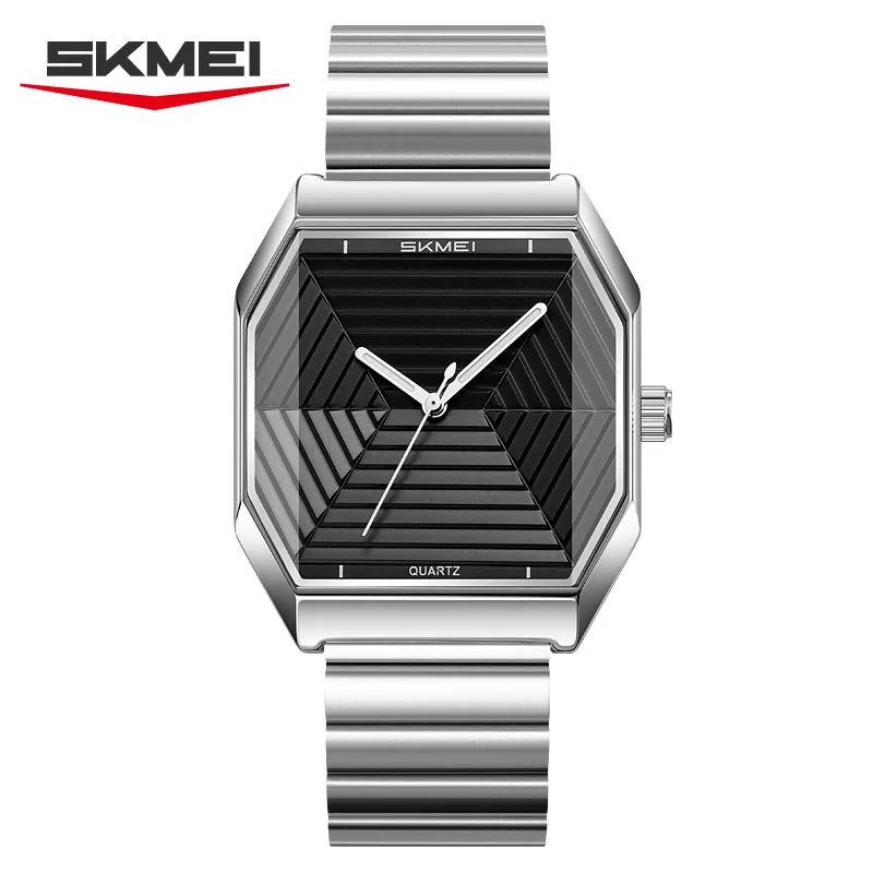 Reloj De Hombre De Acero Inoxidable (plateado Y Negro), Elegante Reloj De Hombre, Reloj De Cuarzo Con Estilo