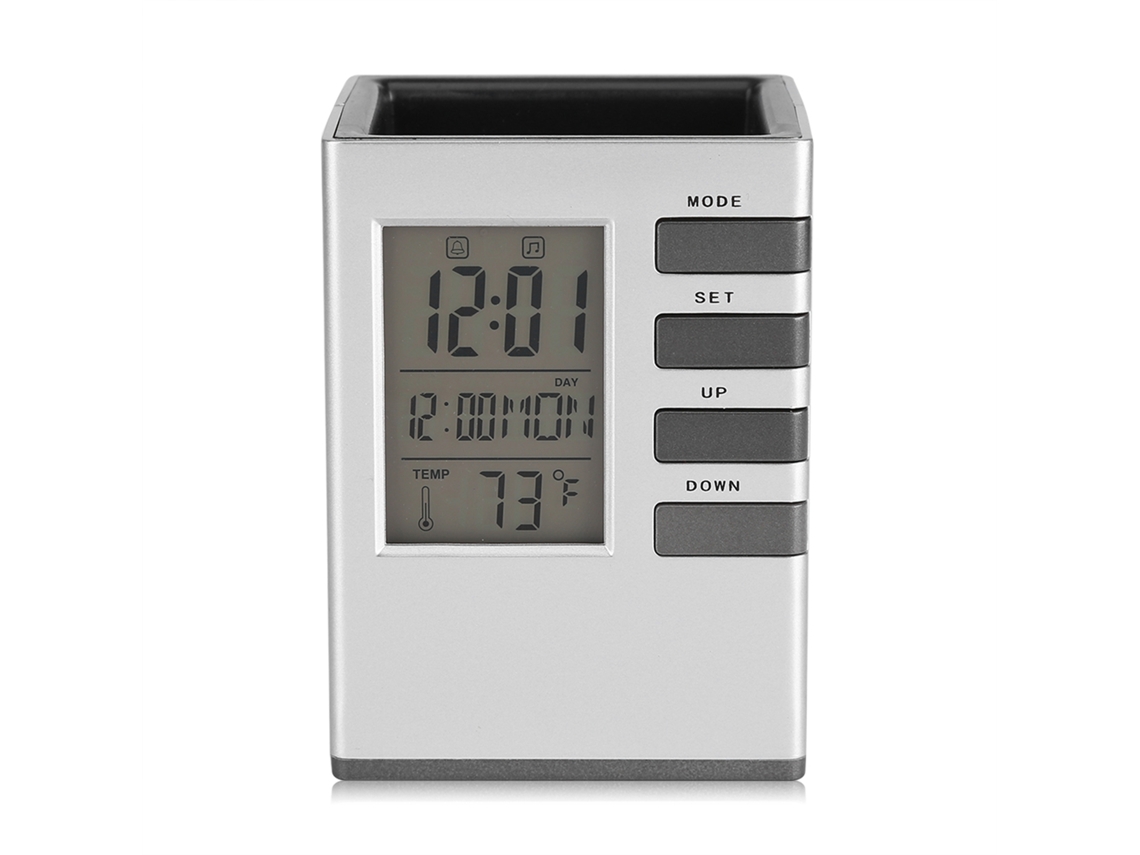 Reloj Despertador Digital Led Con Pantalla Lcd Multifuncional, Portalápices Y Pantalla De Temperatura.