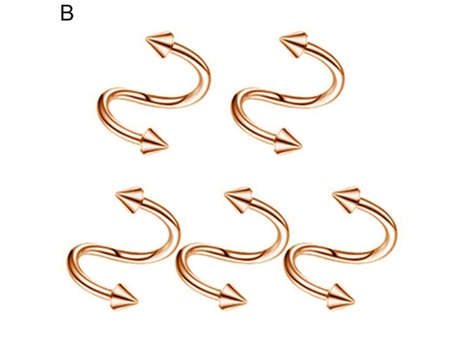 5pcs anillo labial elegante Anti-rust acero inoxidable brillante todo el anillo de la nariz para el club
