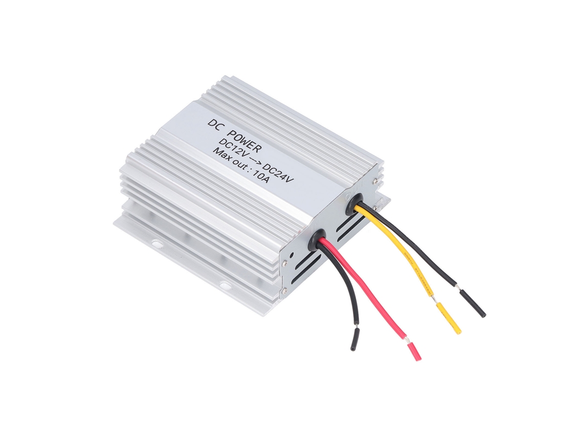 Amplificador de potencia CC de 12 V a 24 V para coche, aleación de aluminio, seguro y estable, 10 A, 240 W, para coche, autobús, pantalla LCD.
