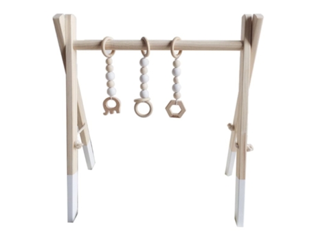 Juego de Gimnasia de Madera, Marco Sensorial, Juguete Con Anillo Para Bebé Blanco