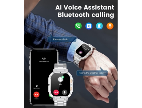 Reloj Inteligente (Responder/Marcar Llamadas), Pantalla Táctil HD de 1.96'', 100 Modos Deportivos, Smartwatch de 400 mAh con Monitoreo de Ritmo CHR...