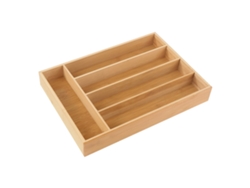 Bandeja Para Utensilios De Bambú Natural Con 5 Compartimentos Cajón