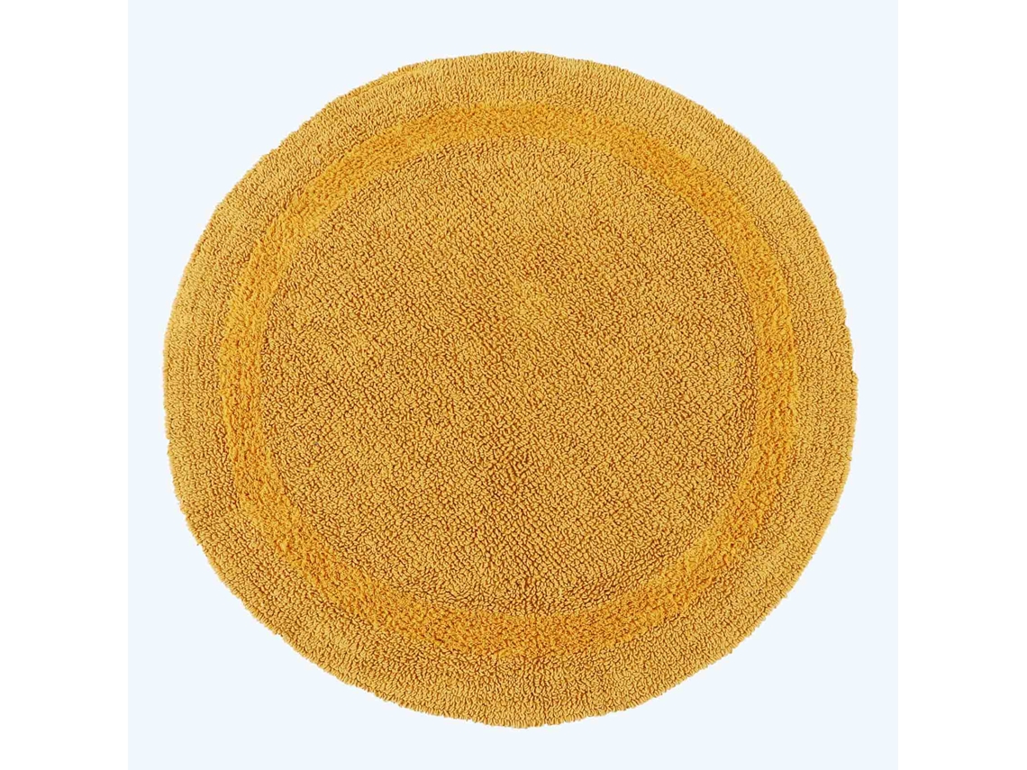Homescapes Luxury Reversible Round Bath Mat - Mustard Yellow