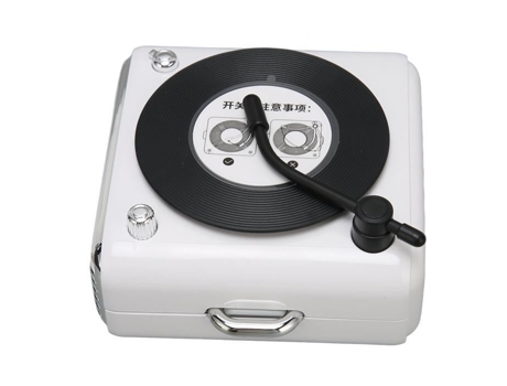 HURRISE Tocadiscos Estilo Altavoz 5.0 Tocadiscos de Vinilo Estilo Computadora Micrófono Blanco