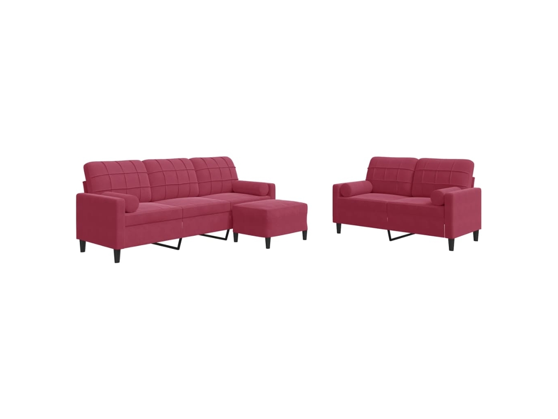 Maison Exclusive - Juego De Sofás Con Cojines 3 Piezas Terciopelo Rojo Tinto