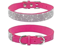 2026-collar De Perro Con Piedras Rhinestone, Suave Cuero De Gamuza, Ajustable Con Hebilla, Para Perros Y Gatos (xs, Negro)
