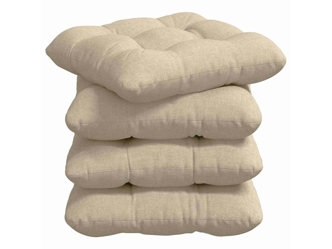 Cojines para asiento, 4 unidades, color crema, 40 x 40 x 12 cm, tela HARLANV1