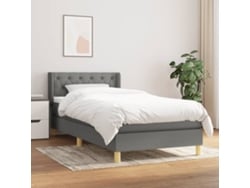 Cama box spring con colchón tela gris oscuro 80x200 cm