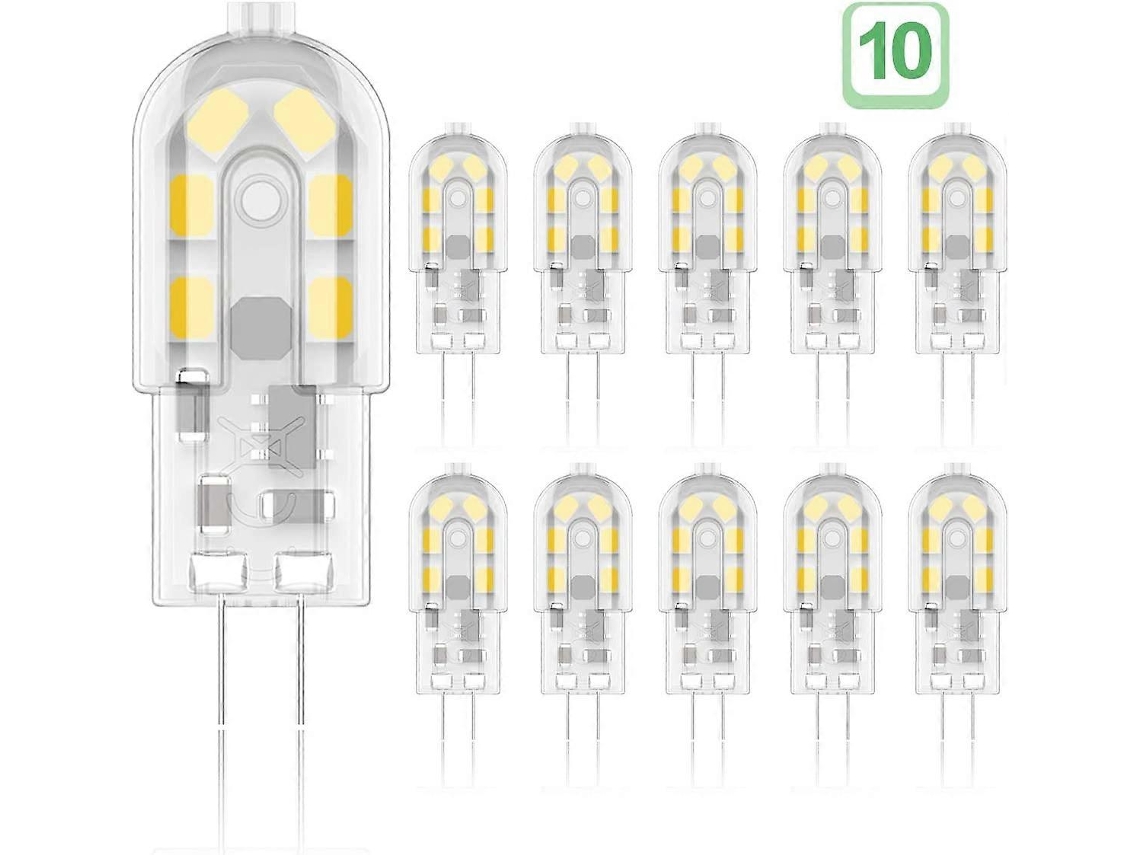 Rebe-bombilla Led G4 2w, 200lm, 3000k Blanco Cálido, 12v Ac/dc, 10 Unidades, Clase Energética A+