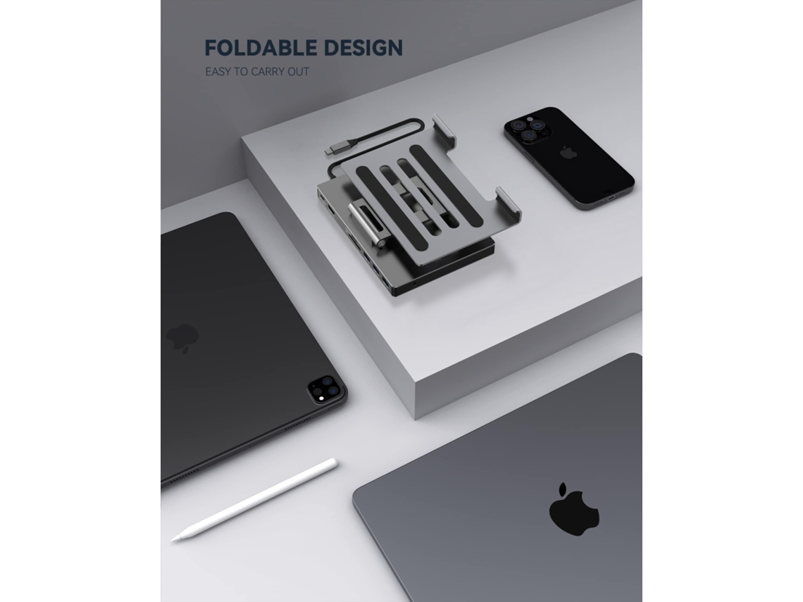 Soporte Hub USB C para iPad Pro, Adaptador para iPad Pro M4 M2 M1 13 12.9 11 pulgadas Estación de acoplamiento iPad Air plegable 4K 60Hz HDM CHRONUS