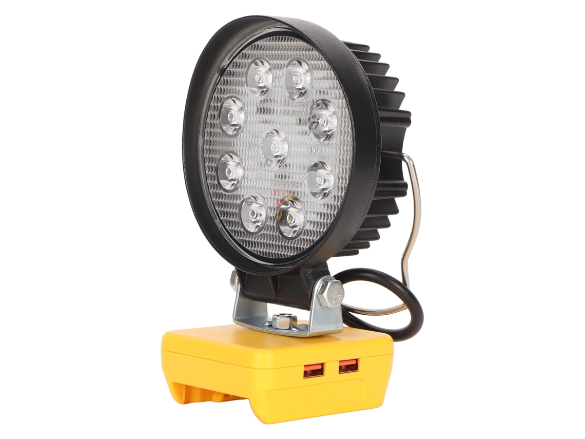 Lámpara De Trabajo Led Redonda Ajustable De 27 W Con Batería De Litio De 18 V-20 V Y Puertos Usb.