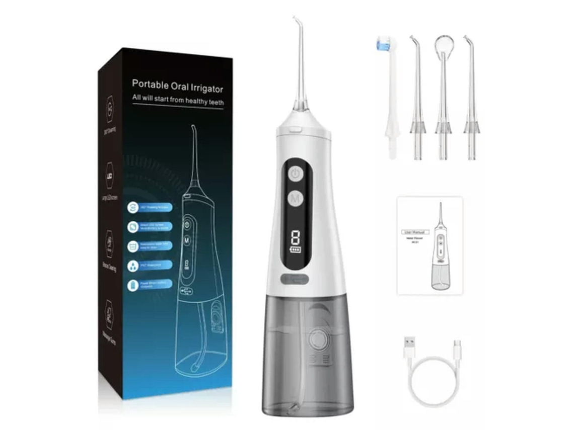 DIGITALLAB Irrigador Bucal Portatil Usb Dental Chorro De Agua 310Ml Blanco