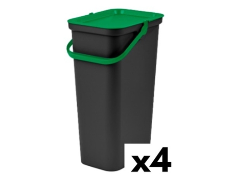 Cubo de Basura para Reciclaje TONTARELLI Moda 38 L Verde (4 Unidades)