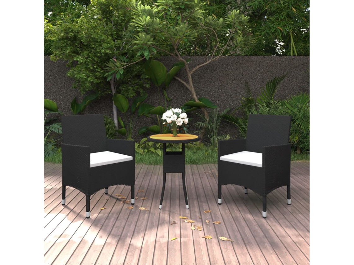 Conjunto de comedor de jardín de 3 piezas DKD Home Decor en mimbre negro PE