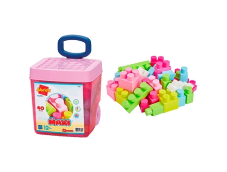 Blocs de Construcción SMOBY Carrito 40 Piezas Maxi Abrick Rosa (Edad Mínima Recomendada: 18 meses)