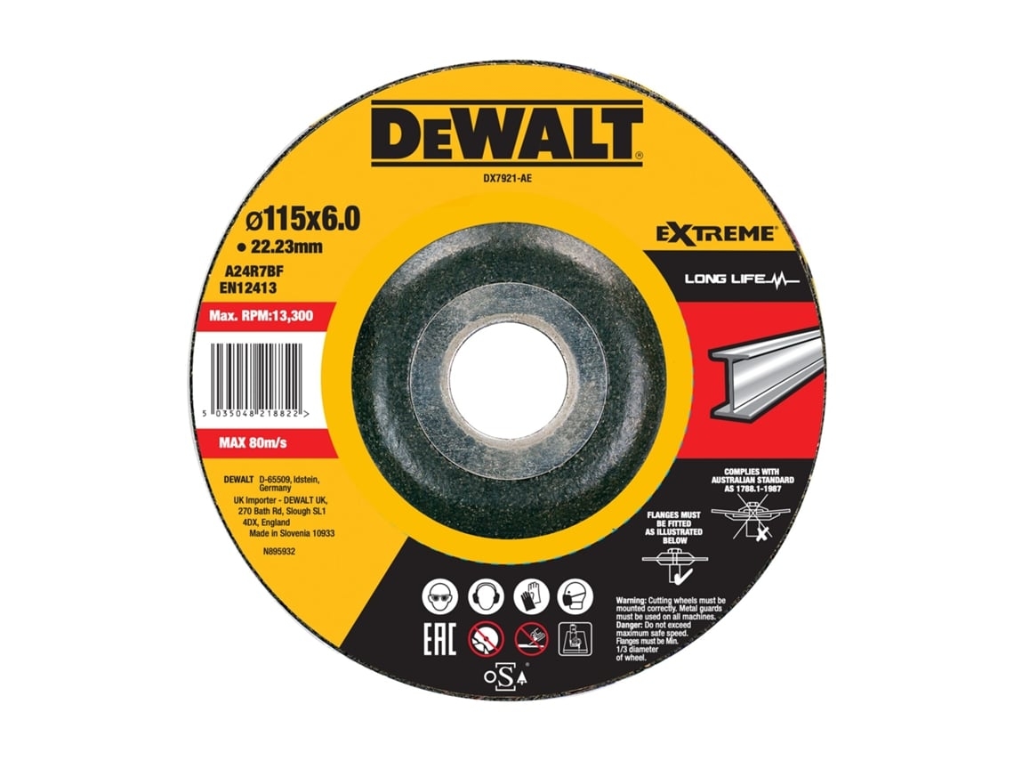 DEWALT DX7921-AE - Disco de desbaste concavo para metal 115 x 6 x 22.23mm
