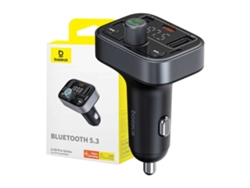 Cargador de Coche BASEUS S-09 Pro Series Dual USB-A 18W Transmisor FM/Bluetooth Negro