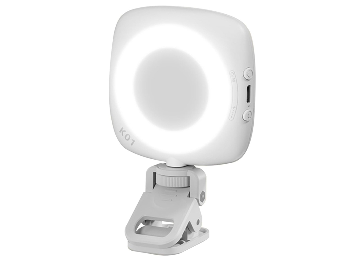 Luz para selfies, luz de relleno giratoria ajustable de 3 colores con espejo, recargable Ikikso (blanca)