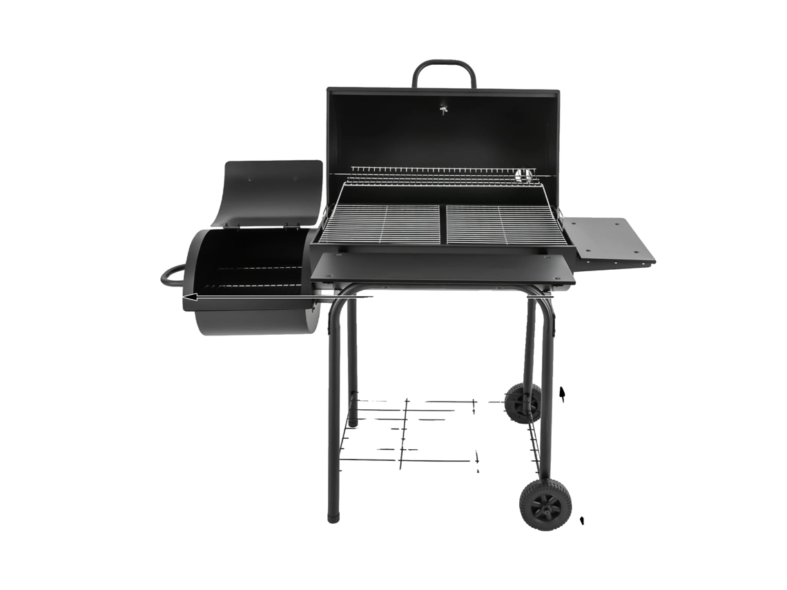 Parrilla de carbón, amplio espacio en la cocina, construcción duradera, color negro (OEM)
