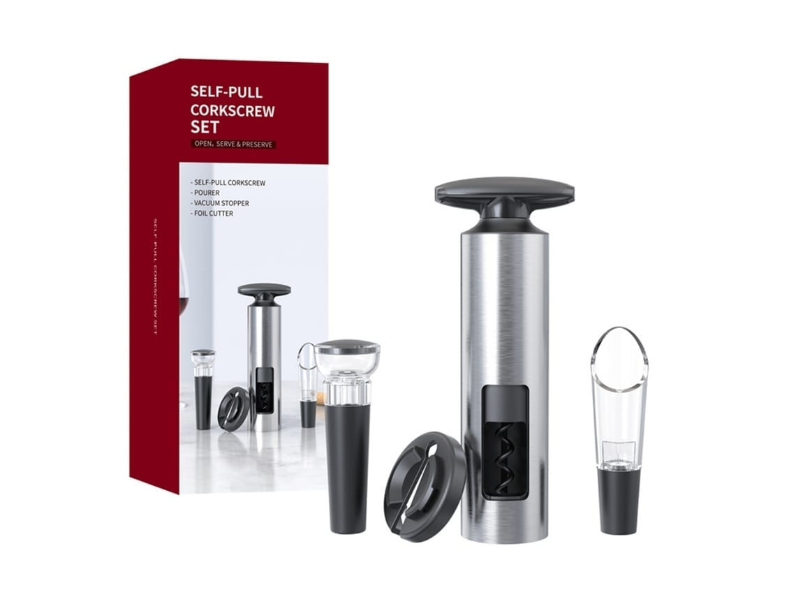 Conjunto De Abridor De Garrafas 4-em-1, Abridor De Garrafas Em Espiral Profissional