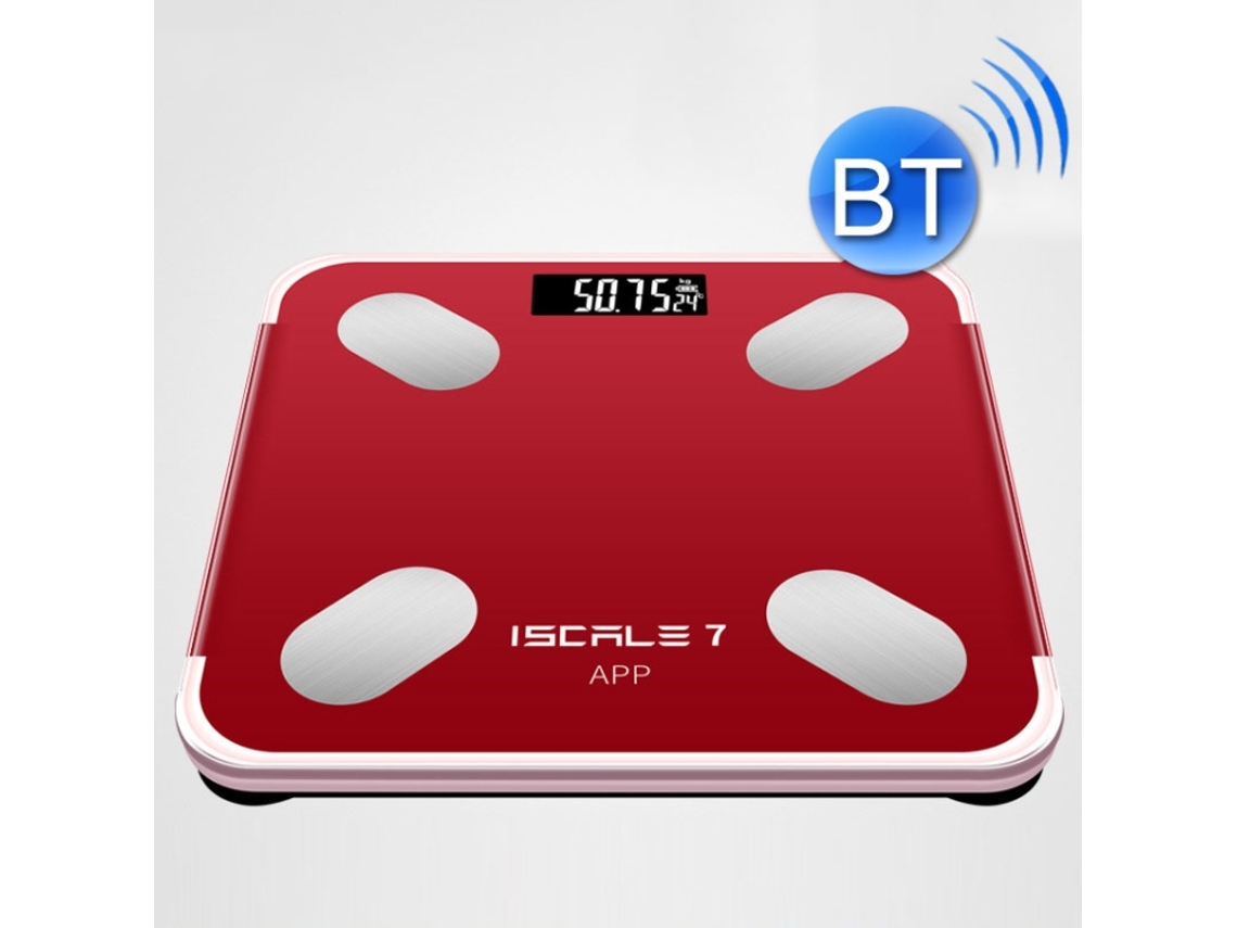 Báscula Inteligente Con Bluetooth Y Medición De Grasa Corporal - Funciona Con Pilas (roja)
