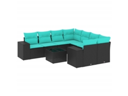 Maison Exclusive - Conjunto De Sofá De Jardín De 9 Piezas Con Cojines, De Poliratán Negro