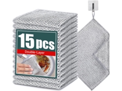 15 Paños De Limpieza, Paño De Limpieza Milagroso De Alambre Multiusos, Paño De Cocina De Alambre Multiusos, Limpieza Húmeda Y En Seco.