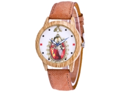 Reloj De Pulsera Analógico Con Diseño Retro De Halloween, Esfera Redonda Y Movimiento De Cuarzo Marrón Claro.