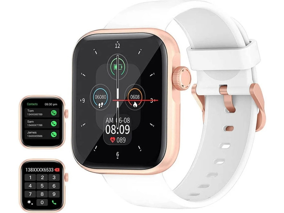 Reloj inteligente para hombre y mujer, 1.69 pulgadas, Bluetooth, llamadas, rastreador de actividad física, IP67, resistente al agua, pasos, monitor de sueño, calorías, blanco, Yizhood