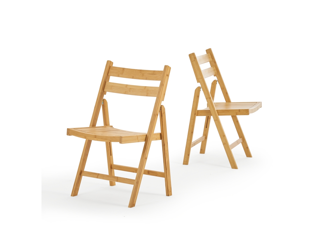 Conjunto de 2 cadeiras dobráveis [EN.CASA] ​​Bambu ótimo para uso interno (78x45x40 cm) - Natural
