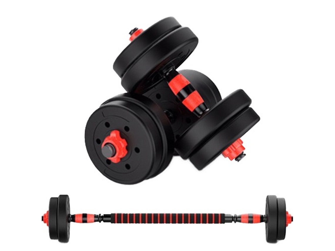 ForzaFit Juego de Mancuernas 15kg - Juego de Mancuernas - Barra Barra con Pesas - Barra Fitness - Negro