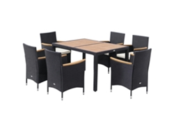 VPMKP - Conjunto de muebles de jardín Outsunny para 6 personas: mesa rectangular, 6 sillas con brazos y cojines, en acero y resina