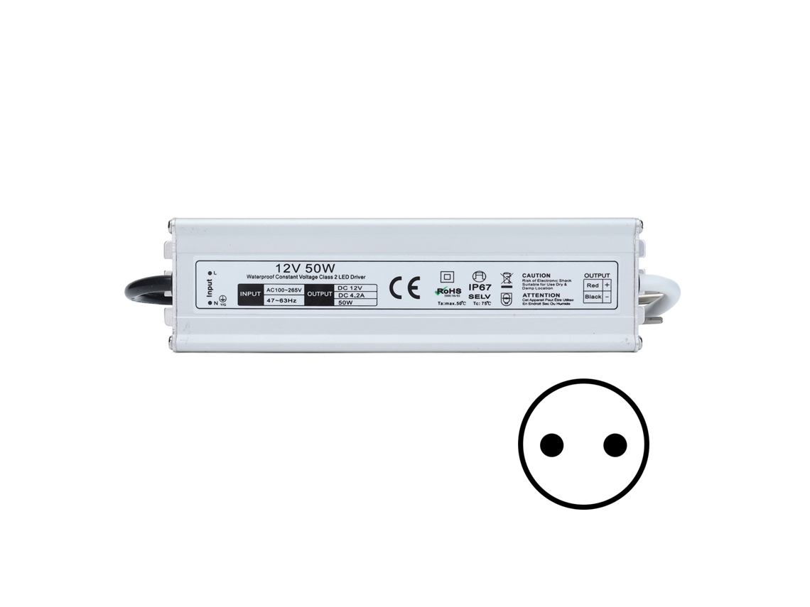 Fuente De Alimentación Led Impermeable Ip67 Transformador Para Tiras Led 50w