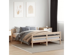 Estructura De Cama Sin Colchón Madera De Pino Blanca 140x200 Cm