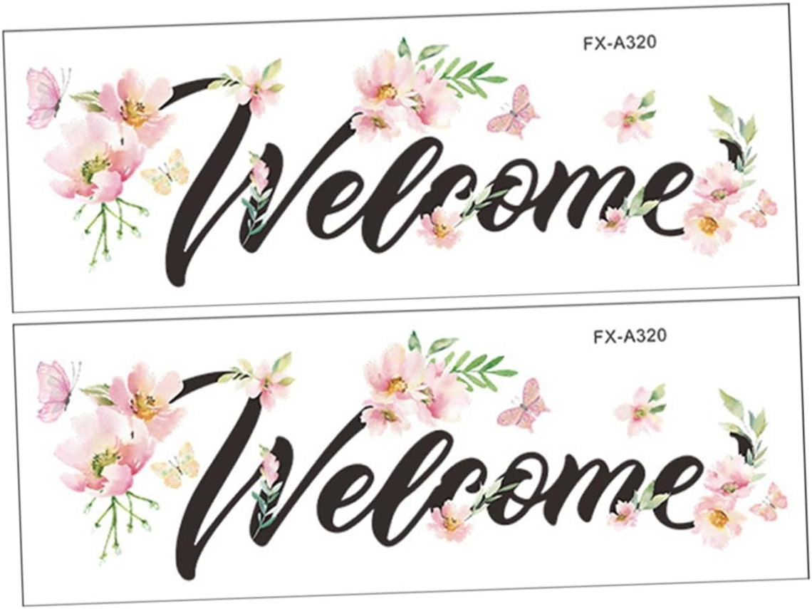 2 pegatinas de pared autoadhesivas con flores de bienvenida para decorar el salón y el dormitorio - Gokoco rosa