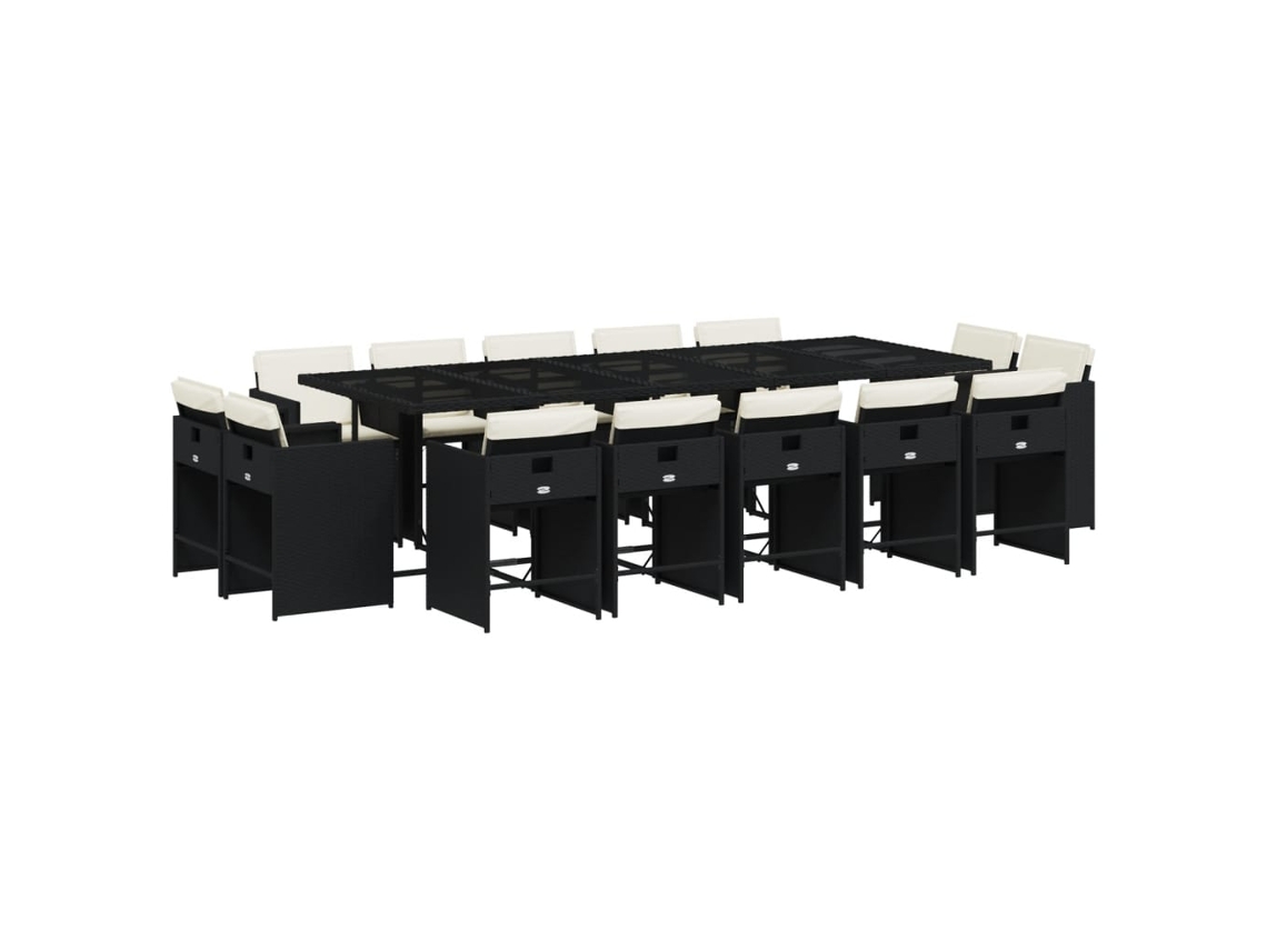 Maison Exclusive - Set Comedor De Jardín Con Cojines 15 Pzas Ratán Sintético Negro