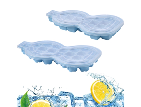 2 bandejas para cubitos de hielo con tapa, para bebidas de cócteles de whisky Bourbon, fácil liberación flexible, color azul