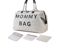 Bolsa para pañales, amplio espacio de almacenamiento, opciones de transporte versátiles, color blanco 1 OEM