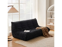 Sofá negro de tres plazas, tapizado de pana, diseño ergonómico, capacidad de peso de 350 kg, no requiere montaje (160×100×72 cm)