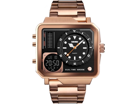 VEANXIN Reloj digital para hombre Reloj de pulsera cuadrado de acero inoxidable LED resistente al agua-Plata